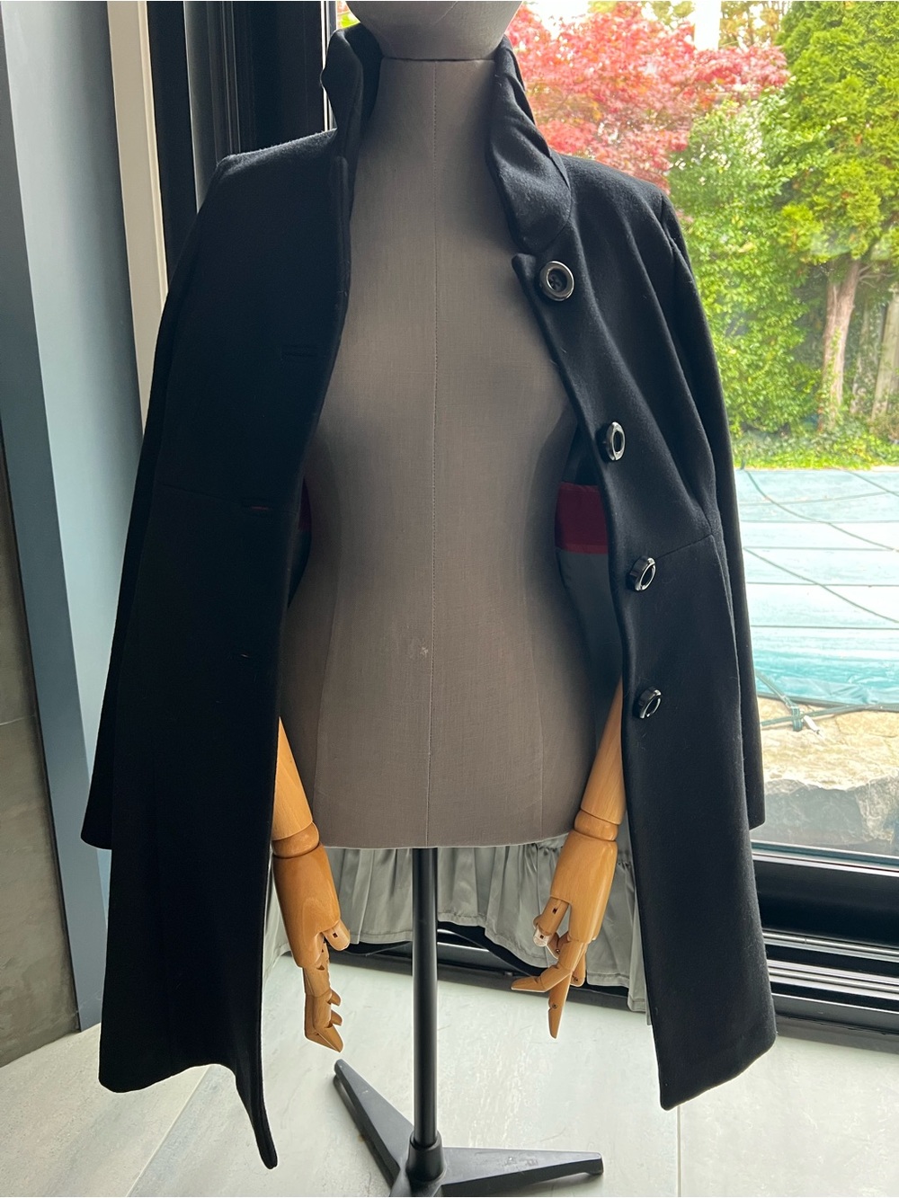 J Crew Black Women's Button-Front Coat